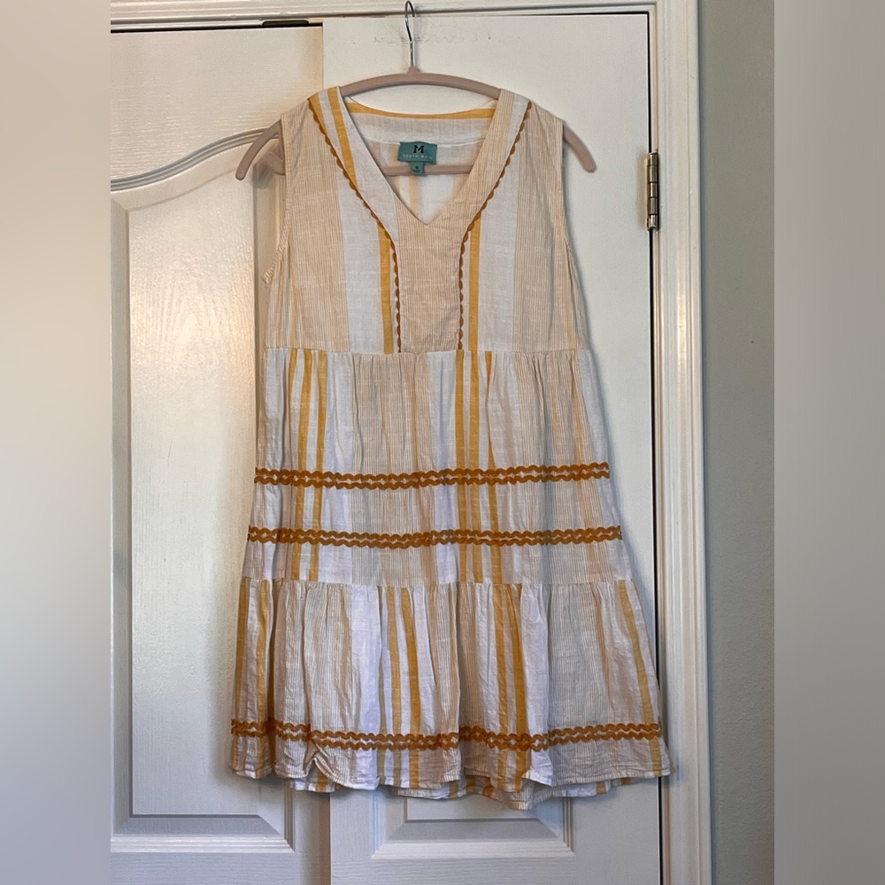 SOUTH MAIN WOMENS DRESS, WHITE & GOLD, size small